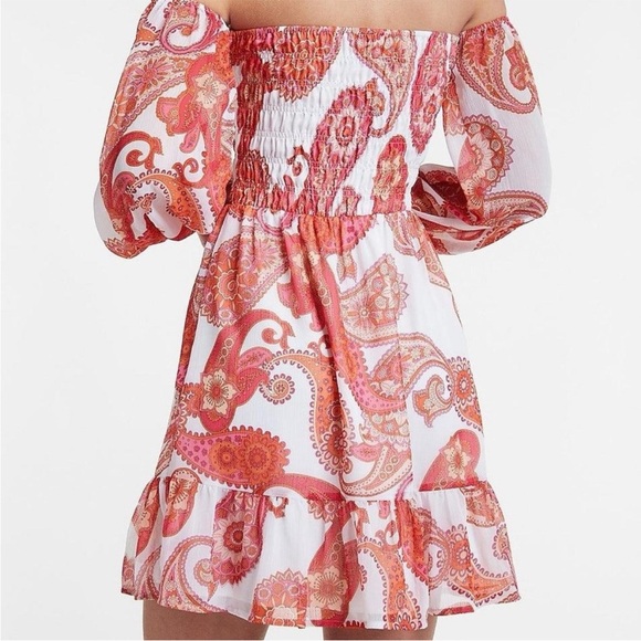 Express Off the Shoulder Paisley Print Dress - Picture 2 of 11